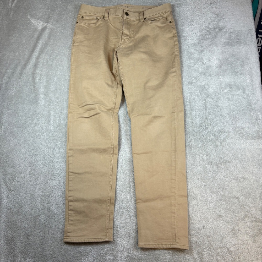 Banana Republic Pant Mens 33x34 (Fits 33x32) Traveler Athletic Taper Tan Stretch